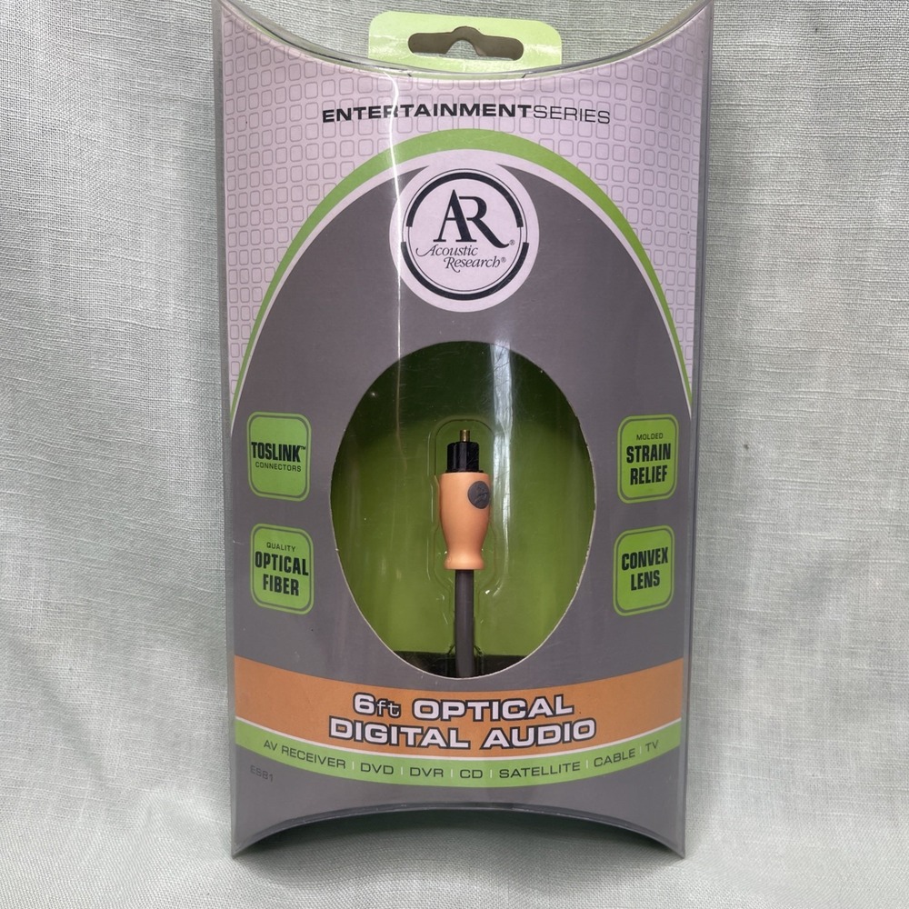 Acoustic Research 6ft Optical Digital Audio Cable Toslink Fiber Optic AR ES81